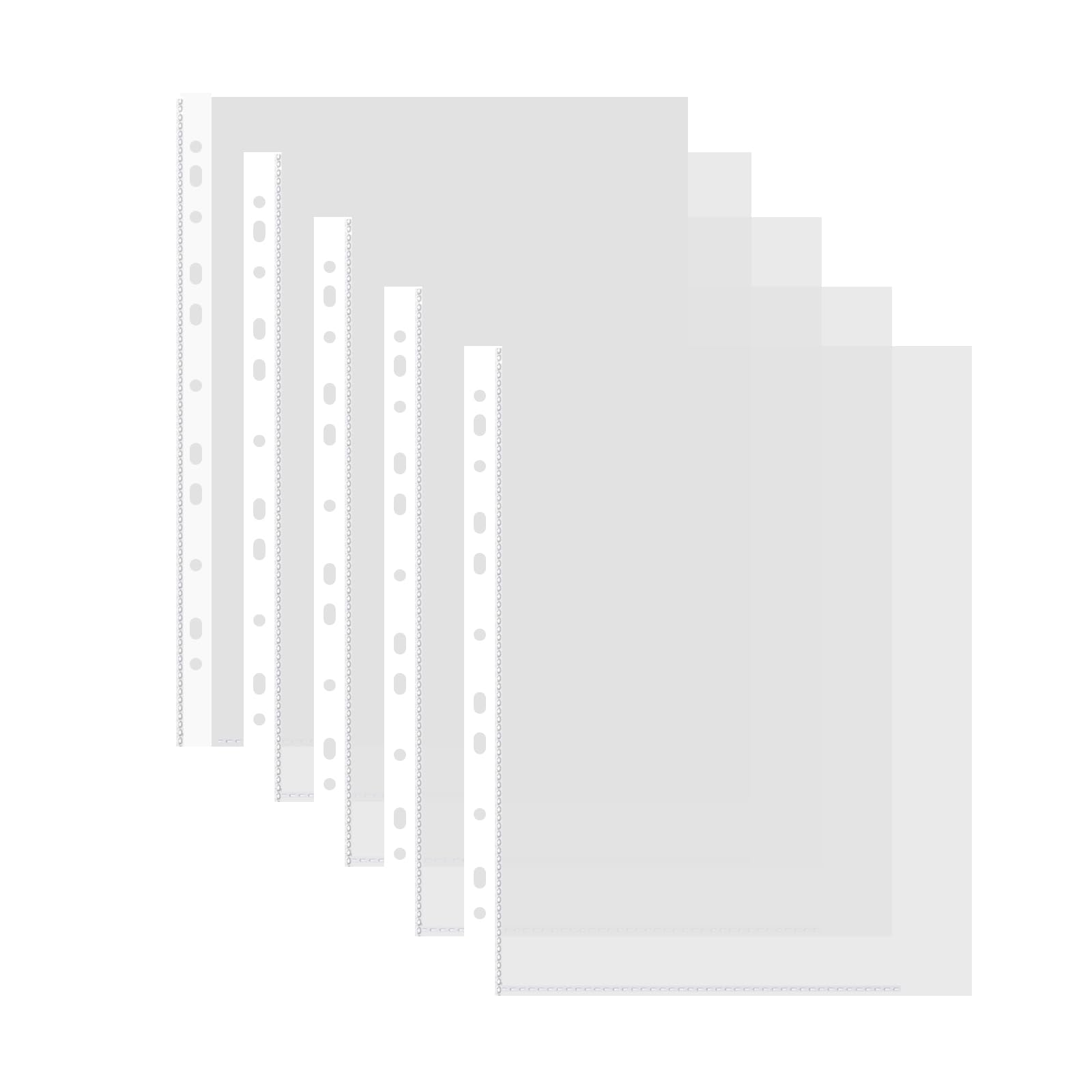 A4 Plastic Punched Punch Pockets,100 Pcs PP Pockets Binder Pouch Document Filing Bags for Easy Access, 11 Holes Top Opening Poly Pockets for Ring Binder Folders