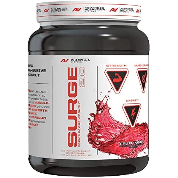 Amazon Com Advanced Nutrition Systems Surge Pre Workout 2 0 Fruit Punch Health Household