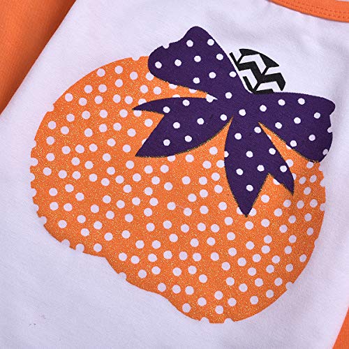 Baby-Girls 2 Piece Pumpkin Long Sleeve Tops Striped Bell-Bottoms Halloween Set Outfit (Orange, 3-4 Years) - Thumbnail 6