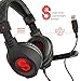 Etekcity Comfortable H5GX Over Ear Stereo Professional Headphone Headset with Mic, LED Light & Adjustable Headband, for PC & MAC (Black&Red)