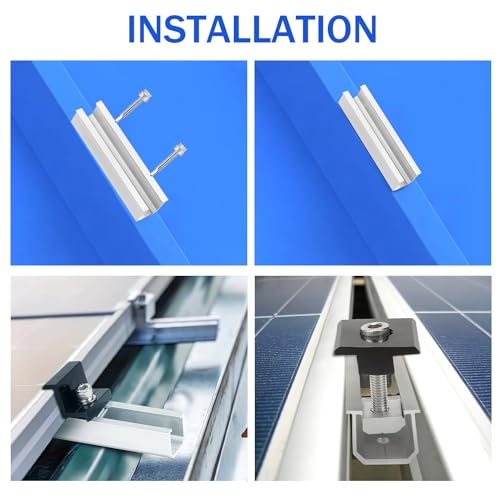 nutmanel Solar Panel Bracket, Solar Panel Mounting Kit, 30-35mm Adjustable Solar Panel Mounting Kit, Solar Photovoltaic for 2 Panels, with Nuts and Screws, Balcony Central Bracket