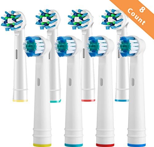 Toothbrush Replacement Heads Refill for Oral-B Braun Electric Toothbrush Pro 1000 Pro 3000 Pro 5000 Pro 7000 Vitality Regular Soft + Cross Action 8 Pcs