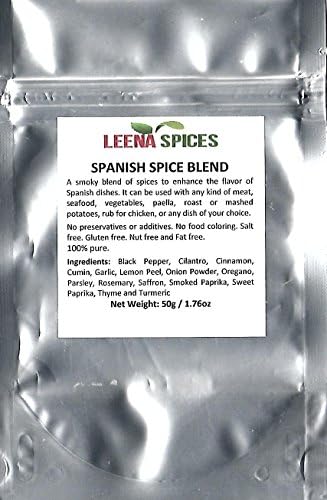 Leena SpicesSpanish Seasoning Spice – Gluten Free Blend – No Salt Or Color Mix - Enjoy Only Authentic And Pure Quality Products.