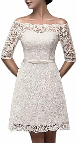 Promstar Women's Lace Short Cocktail Dress Bridesmaid Dresses with Sleeves ZP38