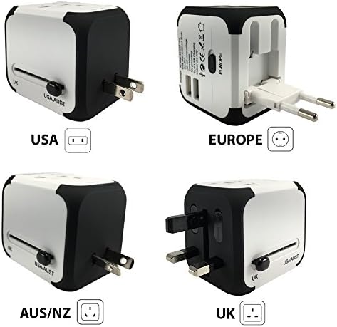 Travel Adapter Universal Power Adapter International Wall Charger AC Plug 2.4A Dual USB Charger for iPhone 7/7 Plus, 6/6S Plus 5S, iPod, iPad, Samsung Galaxy S5 S6 S7 Edge, HTC, LG, Nokia, Sony ...