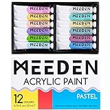 MEEDEN Pastel Acrylic Paint Set, 12 Pastel Colors