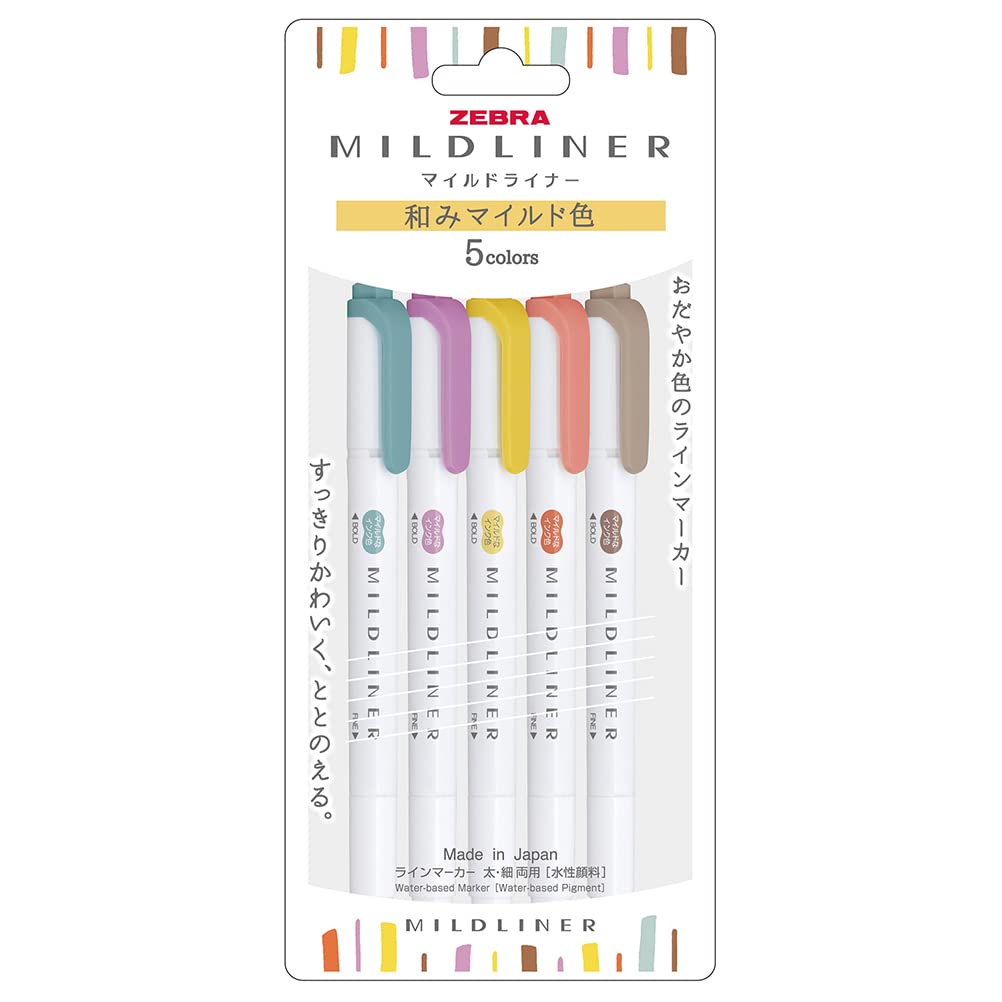 ZEBRA WKT7-5C-RC-N Highlighter, Mildliner, Warm Color, RC5 Colors