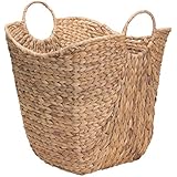Household Essentials ML-4002 Cesta de mimbre alta con asas de jacinto de agua |  Natural, marrón, natural