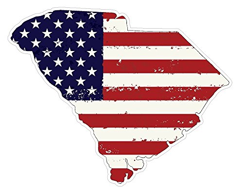 South Carolina State (J41) USA Flag Distressed Vinyl Decal Sticker Car/Truck Laptop/Netbook Window