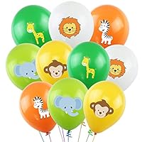 K KUMEED Jungle Safari Animals Balloons - 50pcs 12 Inch Latex Animal Balloons for Jungle Safari Animals Theme Birthday Party Decorations