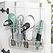 mDesign Metal Over Door Bathroom Hair Care & Styling Tool Organizer Storage Basket for Hair Dryer, Flat Irons, Curling Wands, Hair Straighteners - Hang Inside/Outside Cabinet Doors - Satin