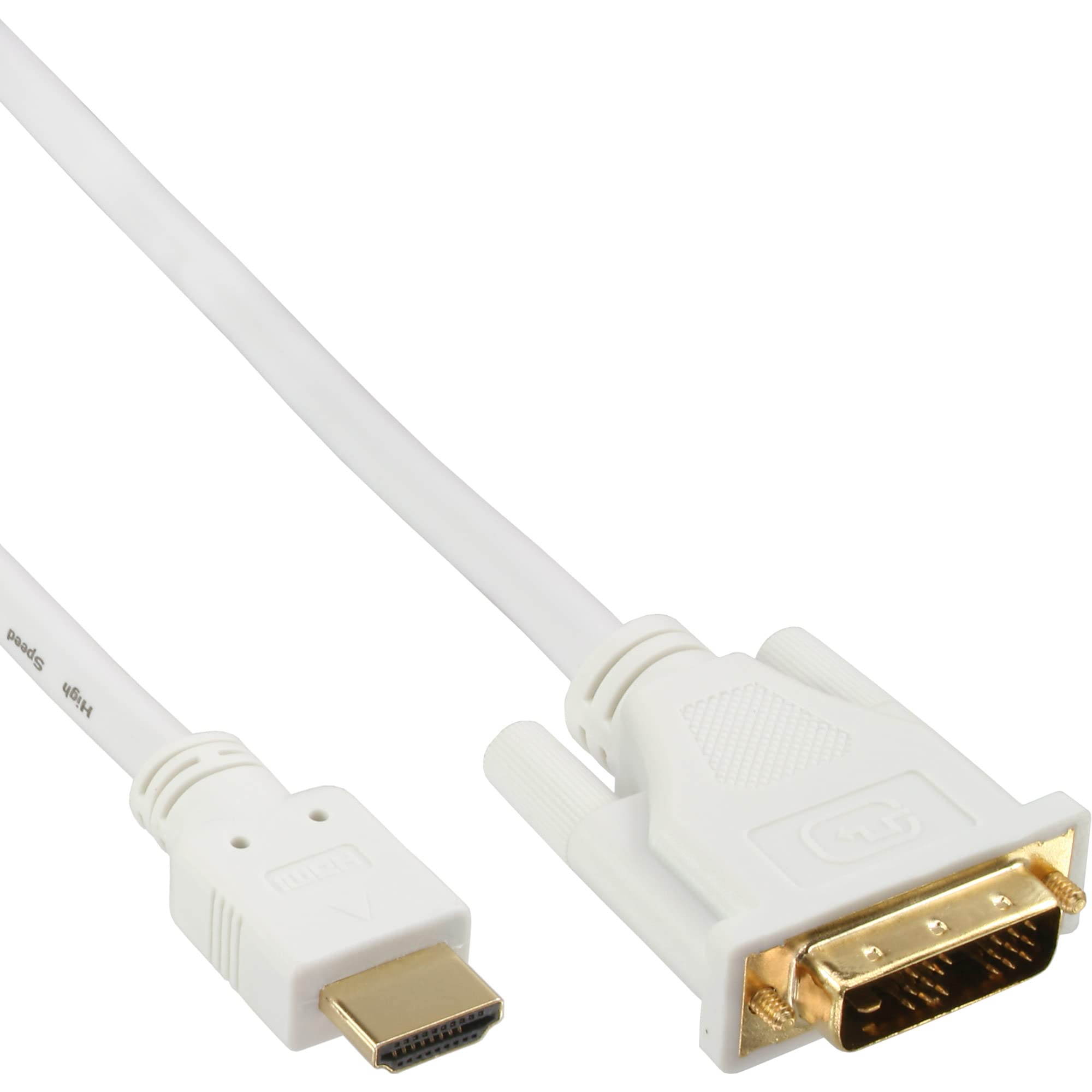InLine 17665U HDMI-DVI Cable White/Gold HDMI Male to DVI 18+1 Male 5 m