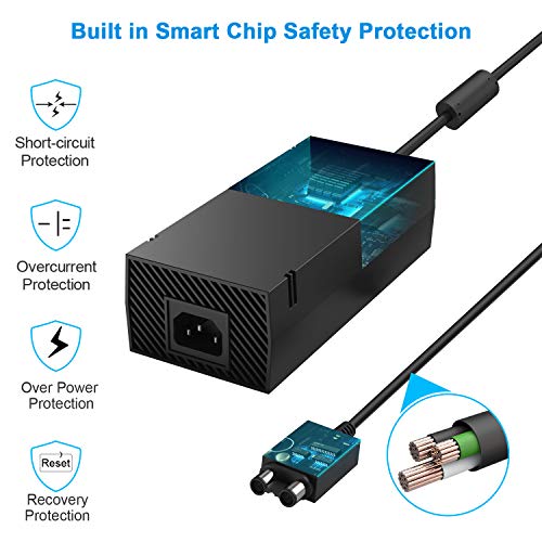 Ukor Power Supply Brick Power Adapter for Xbox One, [Low Noise Version] Xbox AC Adapter Replacement Charger Power Cord Cable for Microsoft Xbox One,100-240V Voltage