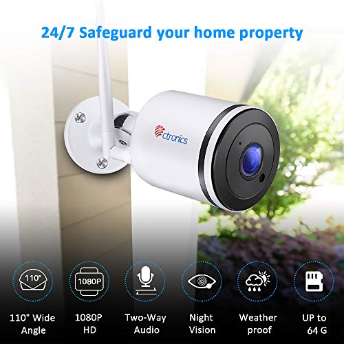 Ctronics WiFi Camera Outdoor, 1080P Wireless Security IP Camera with