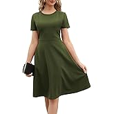 Women's 2025 Fit and Flare Dress Summer Casual Elegant Vintage Floral Printed Work Party A-line Dress with Pockets 162