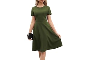 MSLG Women's 2025 Fit and Flare Dress Summer Casual Elegant Vintage Floral Printed Work Party A-line Dress with Pockets 162