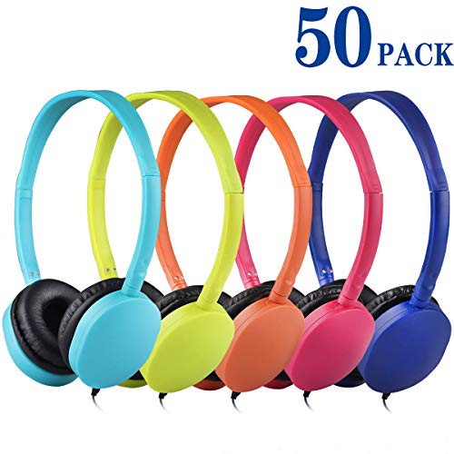 Wholesale Bulk Kids Headphones 50 Pack Multi Colored for School
