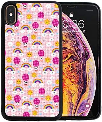 Panda Bear Rainbows Clouds Pink iPhone Xs Max Case. TPU + Pearl Plate + PC Material Cover Case Drop Protection Multifunction Shock Absorption Phone Case for iPhone Xs Max