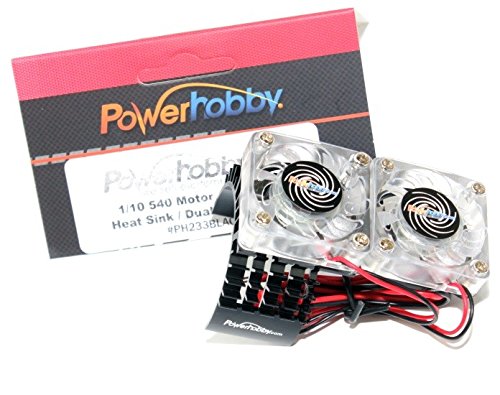 Powerhobby Aluminum Motor Heatsink Twin Dual Cooling Fan Traxxas Slash 4x4 Black