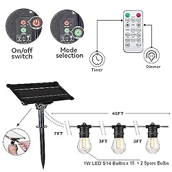 Stright 48FT Solar Powered String Light with Remote