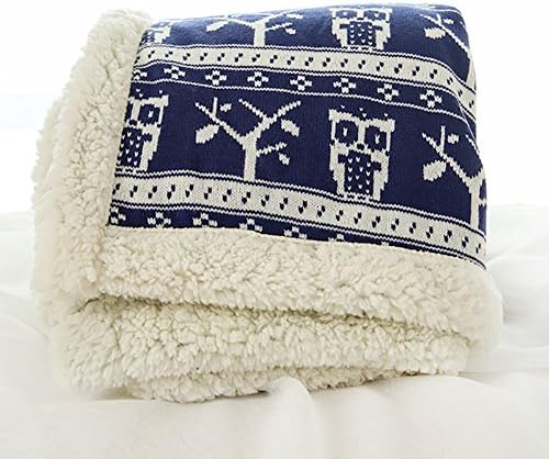 silktalk Blanket Baby Siesta Super Soft Thick Double Sided Tricot with Sherpa Lining 150 x 200 cm owl blue