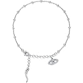 UCADRIT Italian Horn Evil Eye Bracelets Sterling Silver Cornicello and Mano Cornuto Bracelet Italian Good Luck Protection Amulet Jewelry Mothers Day Gifts for Mom