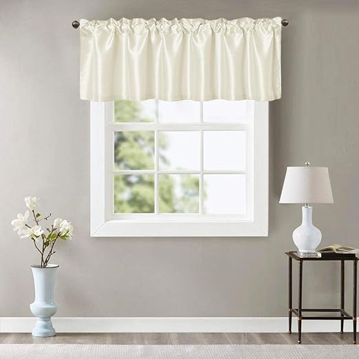 Amazon Com Beige Faux Silk Valance For Kitchen 16 Inches Long Rop