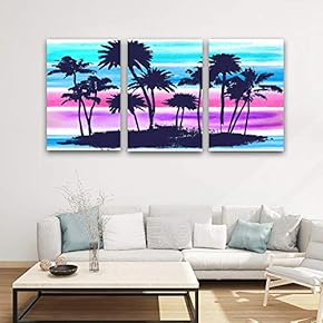3 Panel Canvas Wall Art Gorgeous Palm Trees Pictures Home Wall Decorations for Bedroom Living Room Paintings Canvas Prints Framed - 16"x24" x 3 Panels