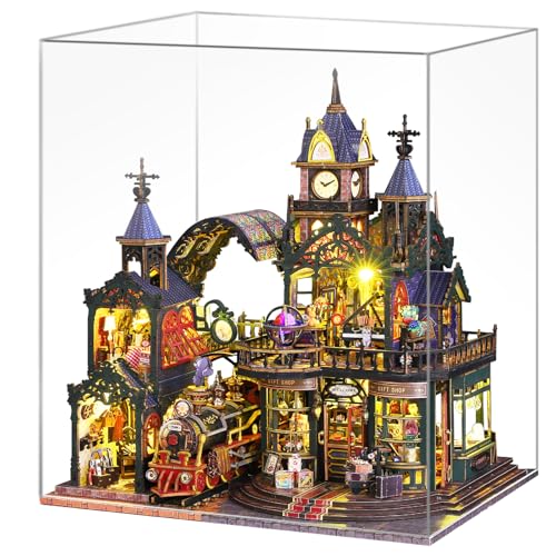 Spilay DIY Dollhouse Miniature House Kit,DIY Kit Mini House Model,1:24 Scale Creative Dollhouse kit with dust Cover and Music Box， Best Christmas Birthday Gift(Rail-TRACKSECLUDED City)