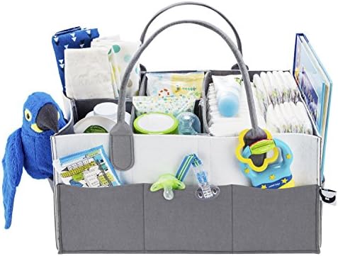 Baby Diaper Caddy Organizer - Gift Registry for Baby Shower Must Haves | Large Baby Essentials Organizer | Cute Basket for Baby Gifts for Newborn Boys Girls Twins | Versatile Stylish Design 4 Moms