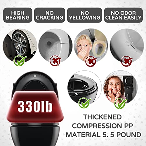 YASFEL Black Toilet Seat with Toddler Toilet Seat Built in, Potty