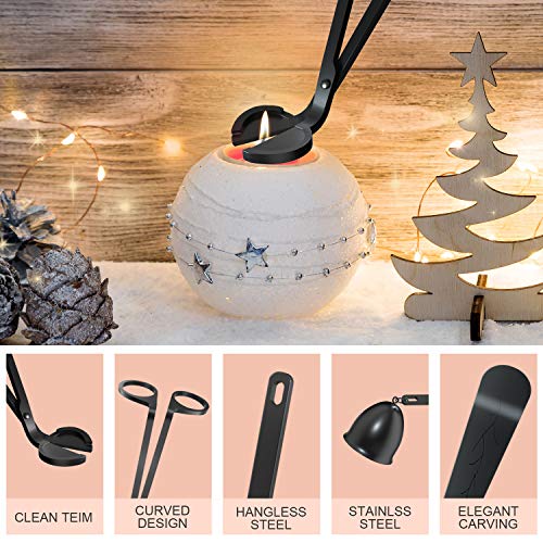 HiFan Candle Accessory Set, Candle Wick Trimmer, Candle Snuffer, Candle Wick Dipper,3 in 1 Candle Snuffer Set with Gift Package for Candle & Aromatherapy Lovers (Black)
