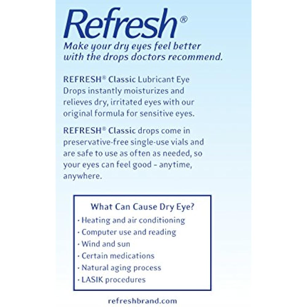 Refresh Classic Lubricant Eye Drops, 50 SingleUse Containers, 0.01 Fl