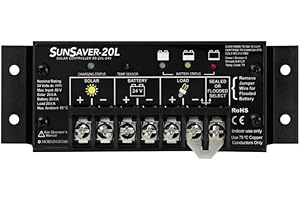 MORNINGSTAR CORPORATION Morningstar SunSaver 20A PWM Solar Charge Controller (SS-20L-24V) - Solar Panel Regulator for 24V Batteries, Four Stage Battery Charging, LVD, HazLoc Rated, Low Noise, 5 Year WTY - Designed in the USA