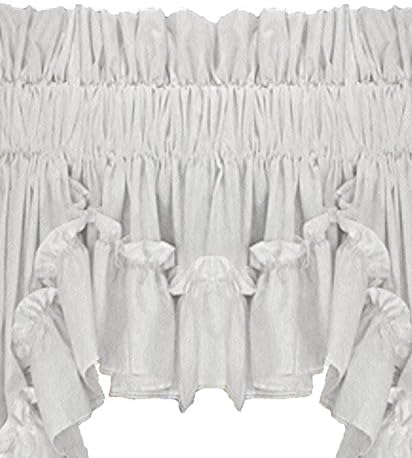 Stephanie Country Ruffle Filler Valance Curtain 44-Inch-by-14-Inch - 1 1/2 Inch Rod Pocket, White