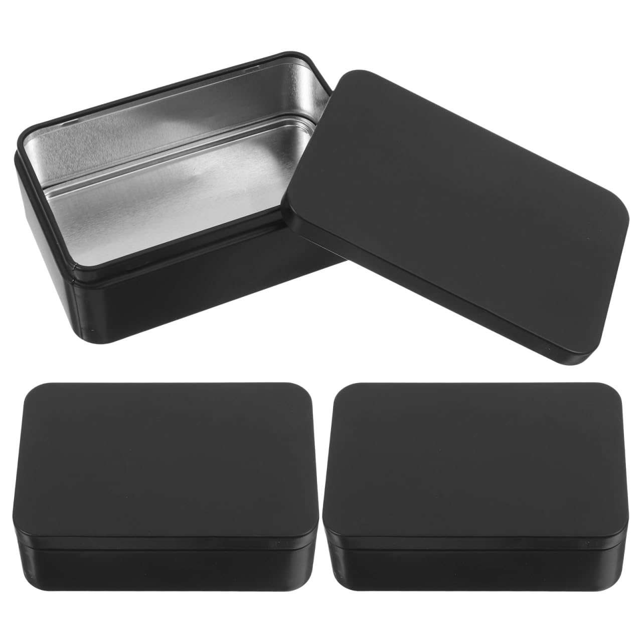 SEWACC 3pcs Black Playing Card Boxes Tinplate Storage Case Card Holder Poker Cards Container Organizer