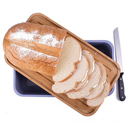 Rectangular Bamboo Fiber Bread Box with Wood Cutting Board Lid
