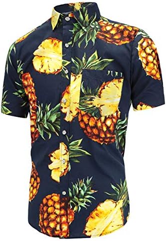 Dioufond Aloha Hawaiian Men Floral Shirts Short Sleeve Casual