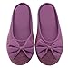 HomeTop Women’s Cozy Cashmere Cotton Closed Toe House Slippers with Cute Bow Accent (Medium / 7-8 B(M) US, Purple)