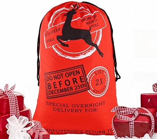 MEEDO Christmas Bag Santa Present Sack Drawstring Bags for Daily Use for Xmas Presents Personalized Santa's Stocking Bag, custom Christmas Present Sack Bags Christmas Socking bag 02