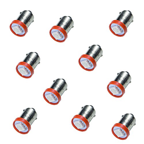 PA 10PCS #1893 #44 #47 #756 #1847 BA9S 1SMD LED Wedge Pinball Machine Light Bulb Red-6.3V