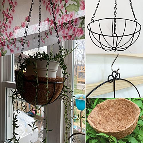 kathson Metal Hanging Planter Basket with Coco Coir Liner Wall Mount
