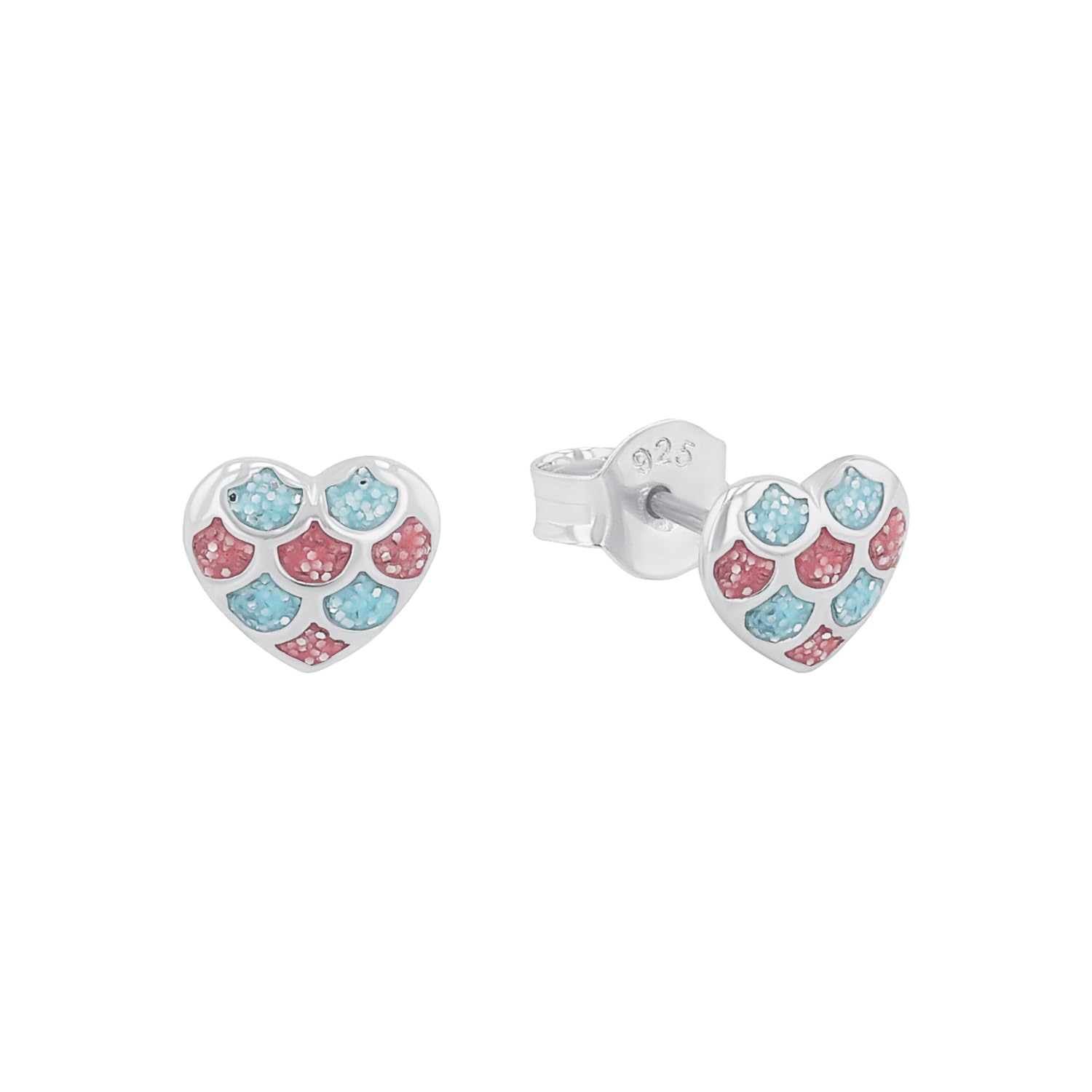 Prinzessin Lillifee stud earrings 925 Sterling silver girls' children's earrings, 0.6 cm, multicolor, heart, comes in jewelry gift box 2031157