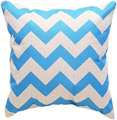 Menglihua Simple Geometrical Pattern Cotton Linen Home Sewing Pillow Cushion Cover Pillowcase BlueWave 18"x 18"