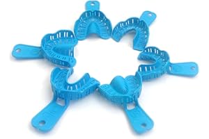 GOEKDFSD 6Pcs/Bag Dental Impression Trays Autoclavable Plastic Adult and Children Material Blue S/M/L