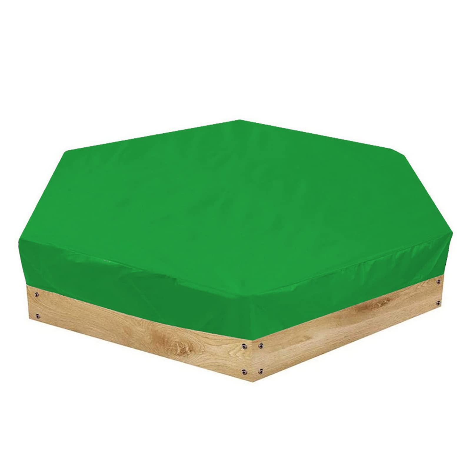 Sandbox Cover, Waterproof Hexagon Sandpit Cover with Drawstring, Dustproof Anti UV Pool Protective Cover for Outdoor, Sandpit Canopy Sand Toys Protection Cover (140x120x20cm) (Green)