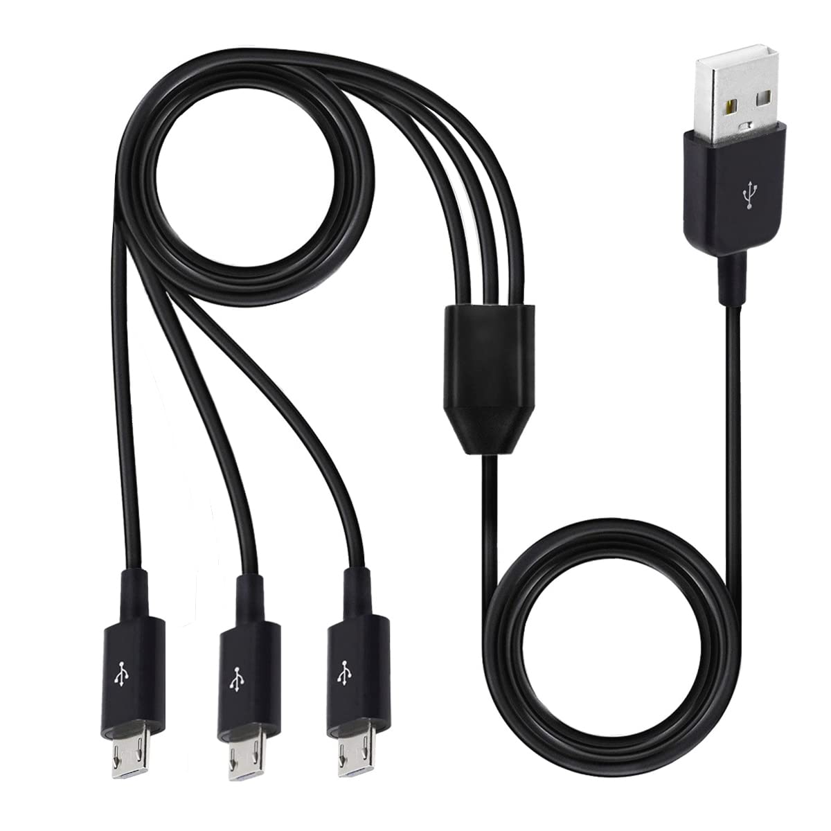 Photo 1 of 3FT Micro USB Splitter Cable, 1 to 3 USB to Multi Micro USB Adapter Cord with 480Mbps Data Sync Fast Charging Cable for All Micro USB Equipped Devices
