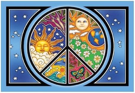 Peace Symbol - Dan Morris, Set of 2 Mailable POSTCARD for Travel Welcome Invitations Holiday Thank you Cards - 6" x 4"