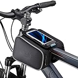 Bicycle Top Tube Bag Cycling Pannier Phone Holder Bag Bike Pouch Storage Handlebar Bag -Black
