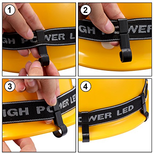 Canomo Pack of 24 Helmet Headlamp Clips Hardhat Hooks for Helmet, Hard Hat, Safety Cap, Black